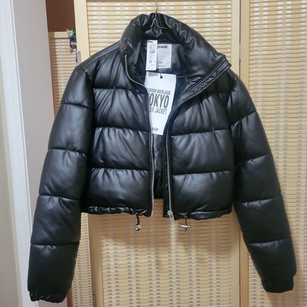 Garage Black Cropped Puffer Jacket